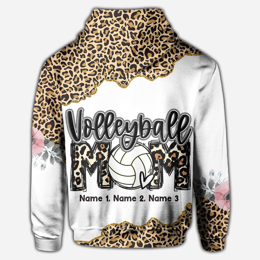 Volleyball Mom Leopard - Personalized Volleyball All Over Shirt
