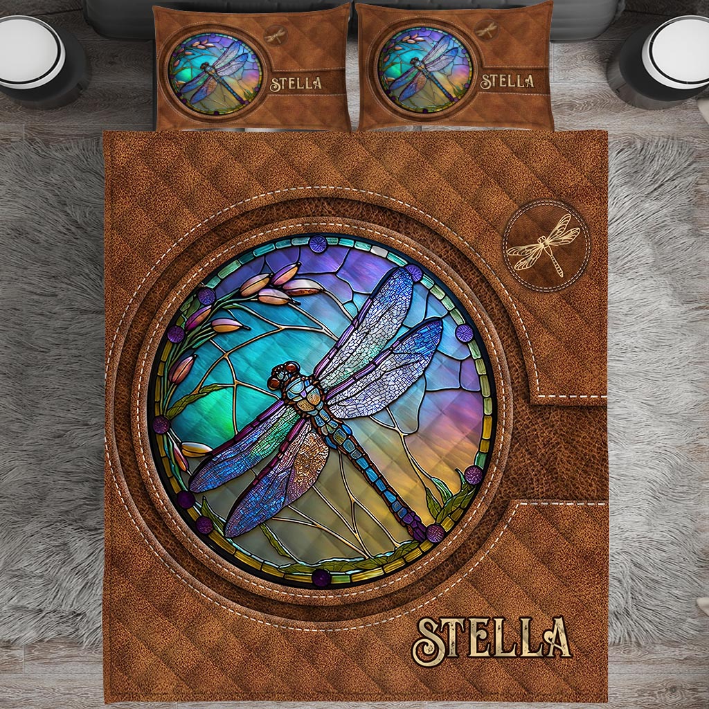 Libelle aus Buntglas – Personalisierte Libellen-Bettwäschegarnitur