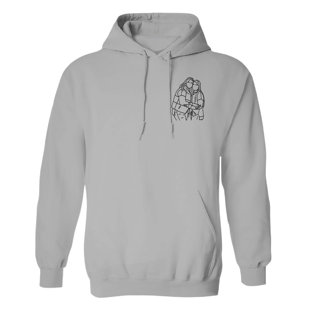 Custom Line Art - Personalized Bestie Embroidered Hoodie