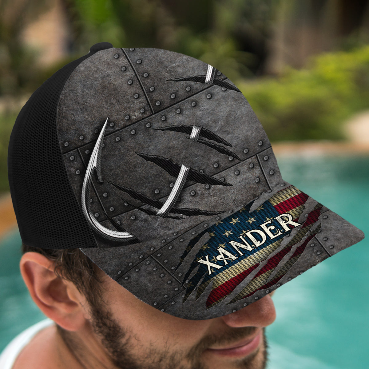 Casquette trucker personnalisée avec motif hameçon et design original -