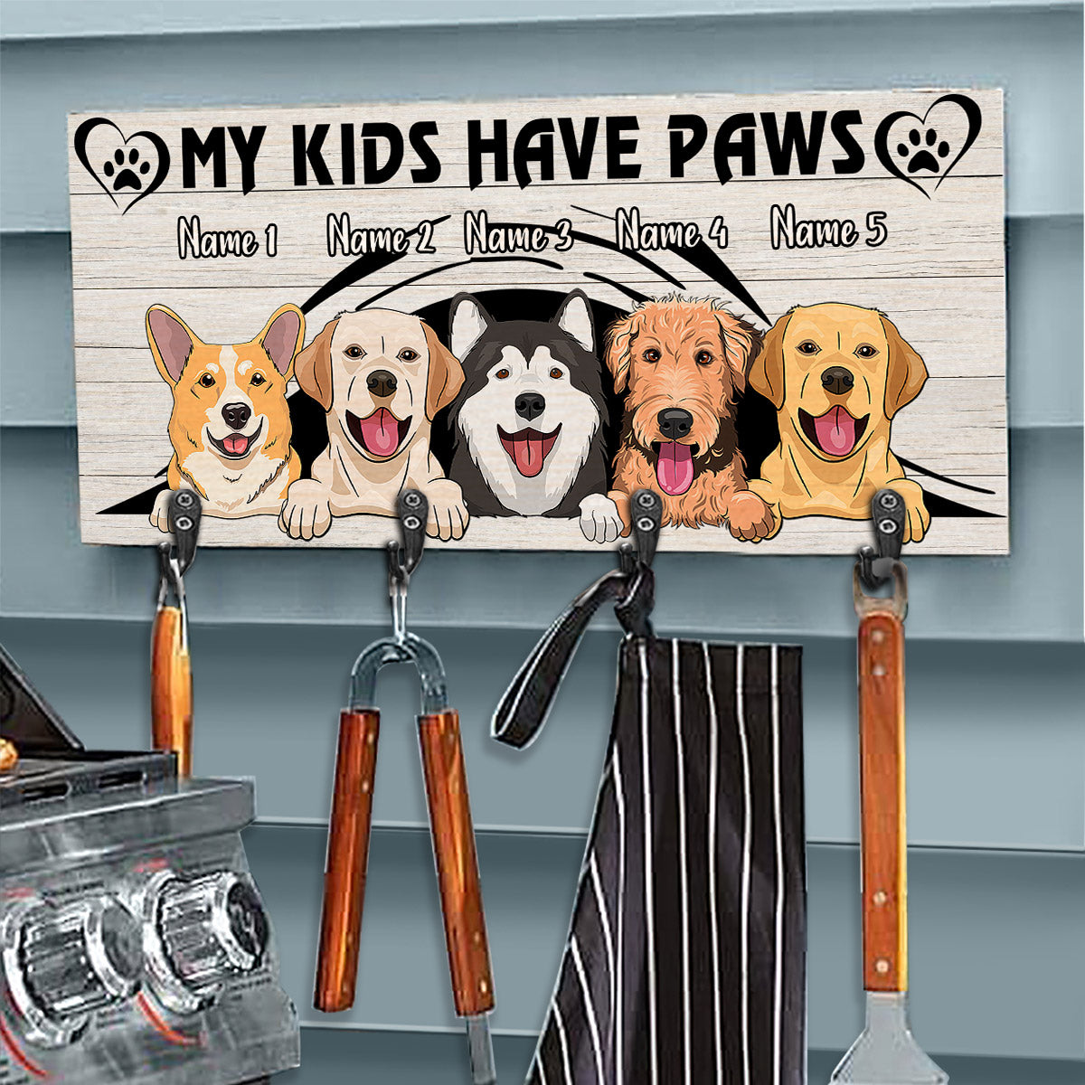 My Kids Have Paws - Personalized Dog Key Rack