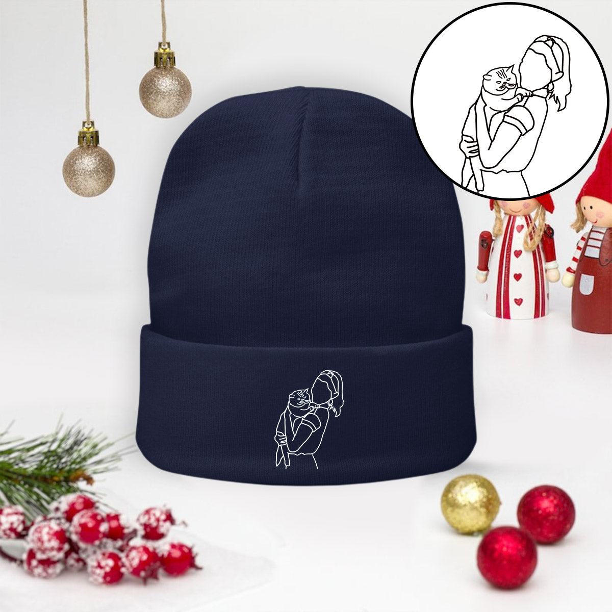 Individuelles Foto – Personalisierte Mütze mit Katzenstickerei