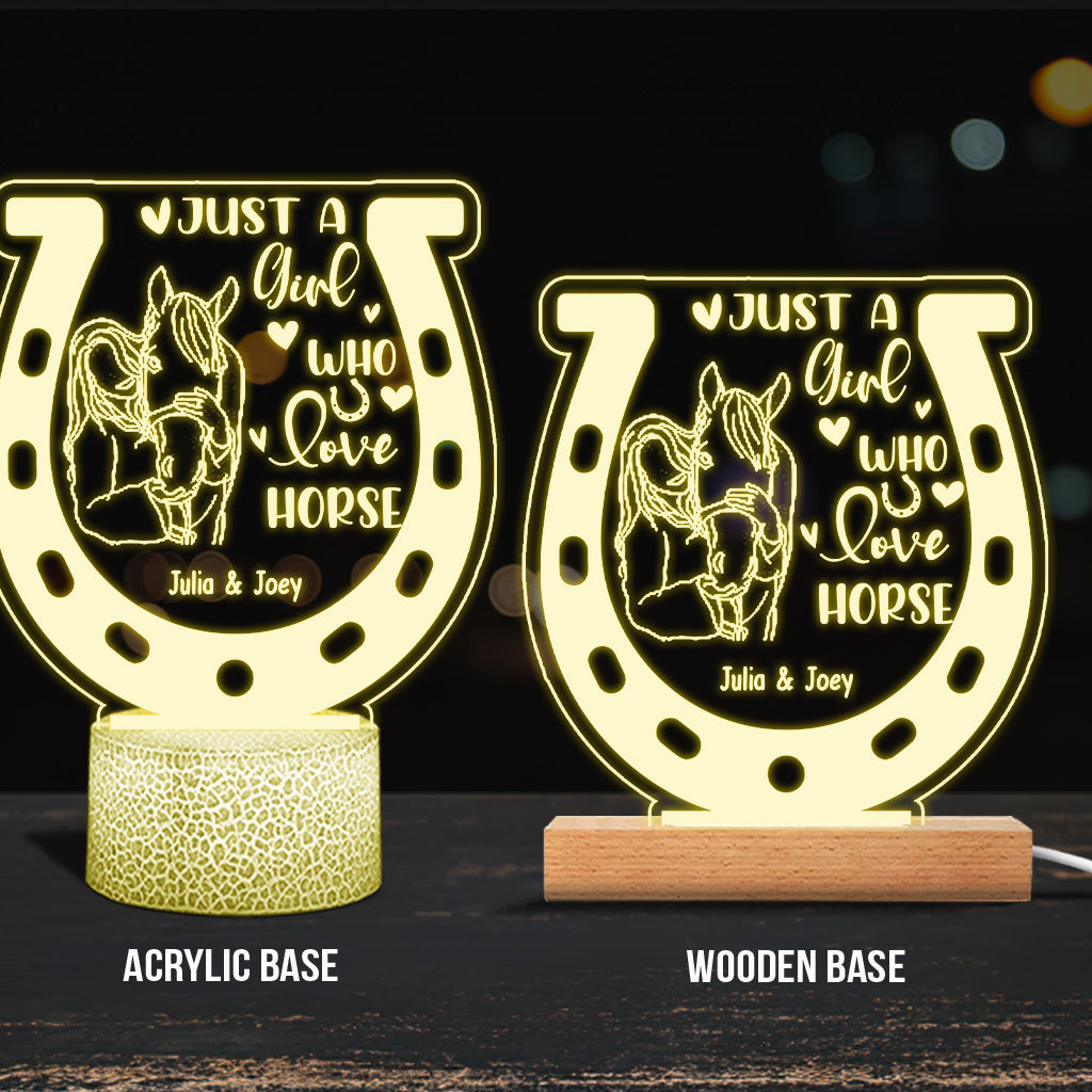 Just A Girl Who Loves Horse - Personalized Horse Shaped Plaque Light Base