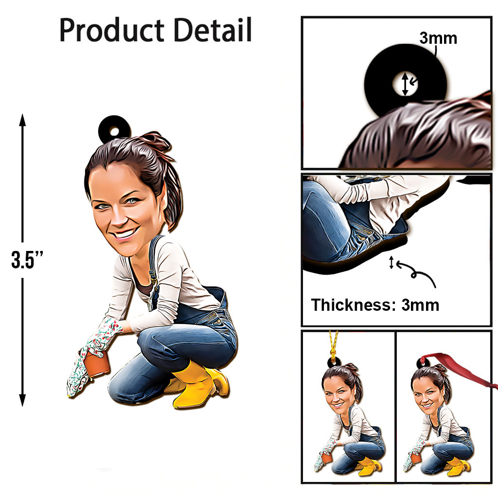 Caricature Gardener Portrait - Personalized Gardening Ornament