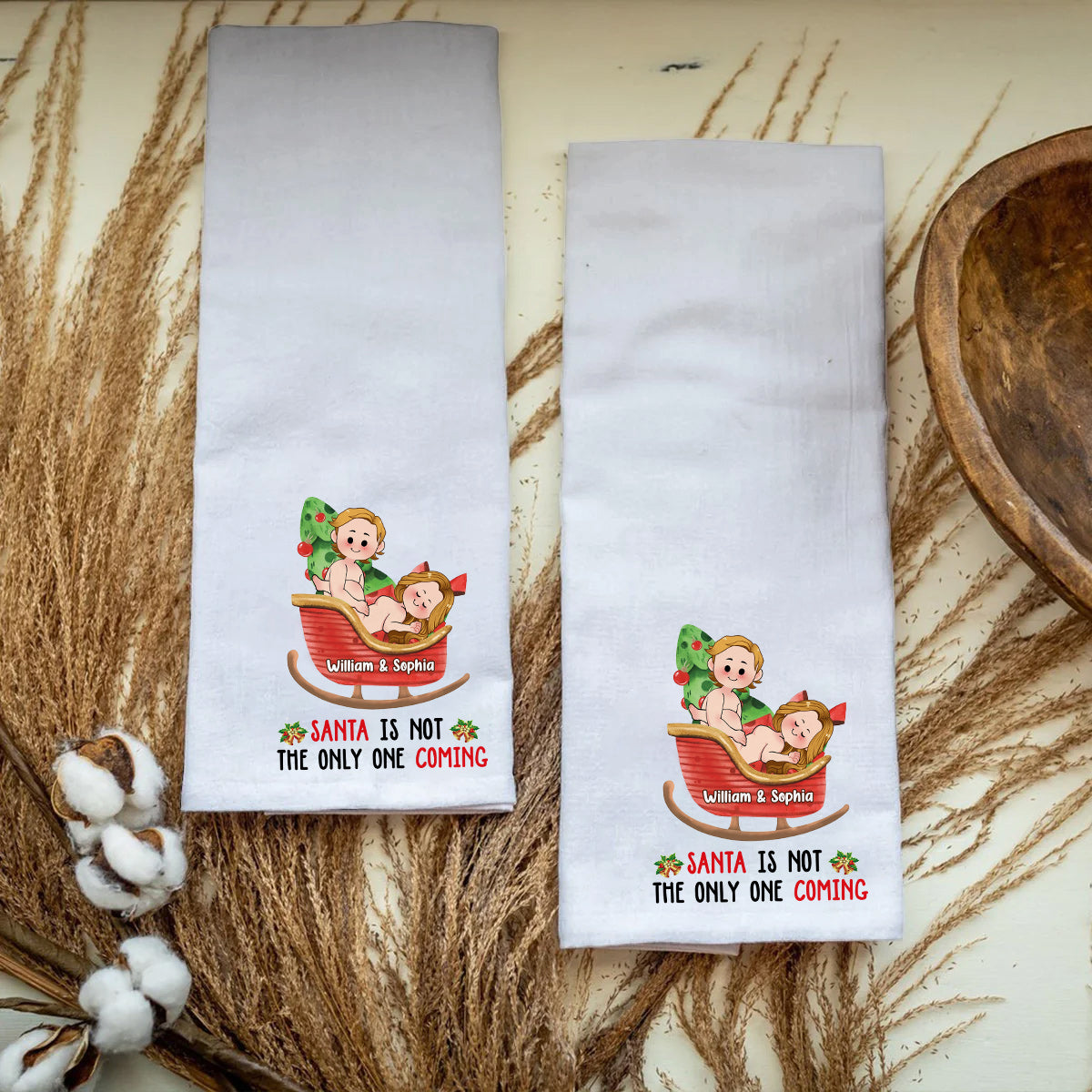Santa Is Not The Only One Coming - Personalized Couple Towel