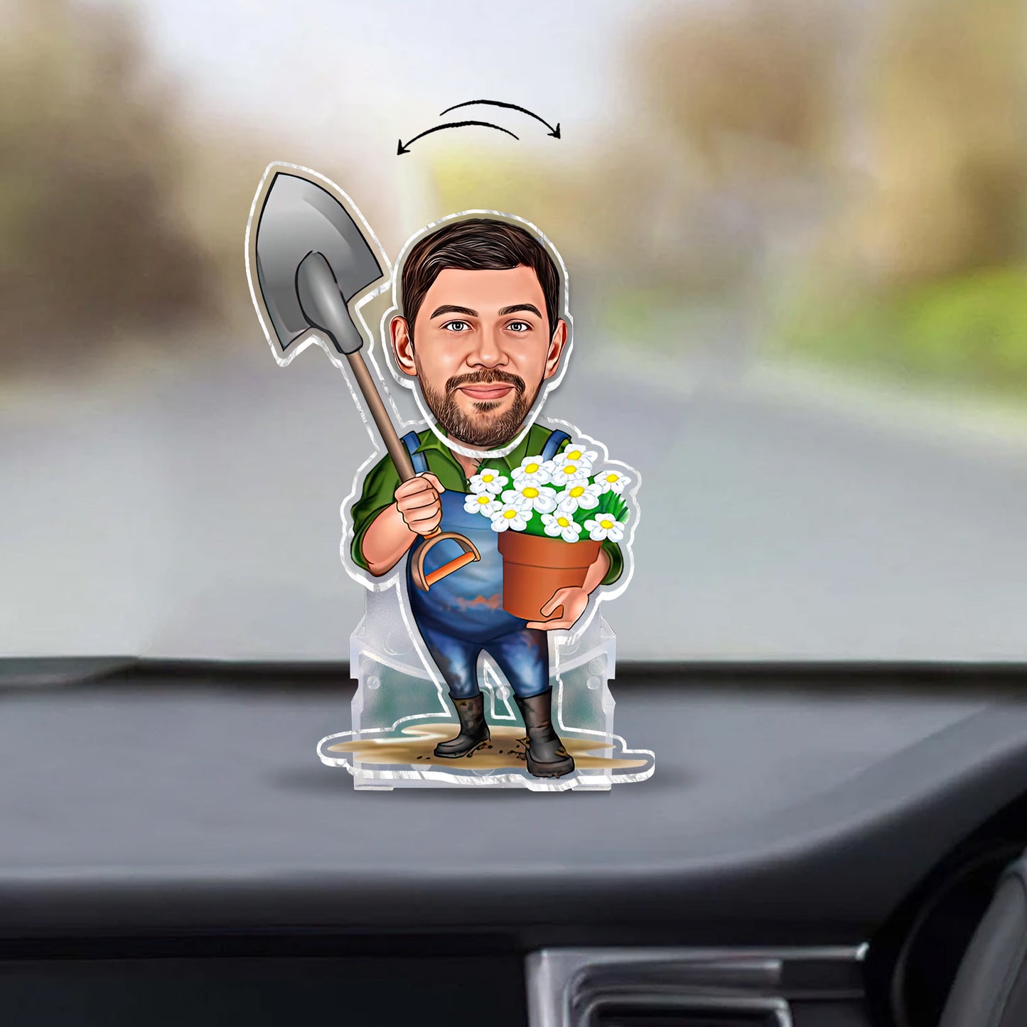 Gardener Caricature - Personalized Gardening Custom Shaking Head