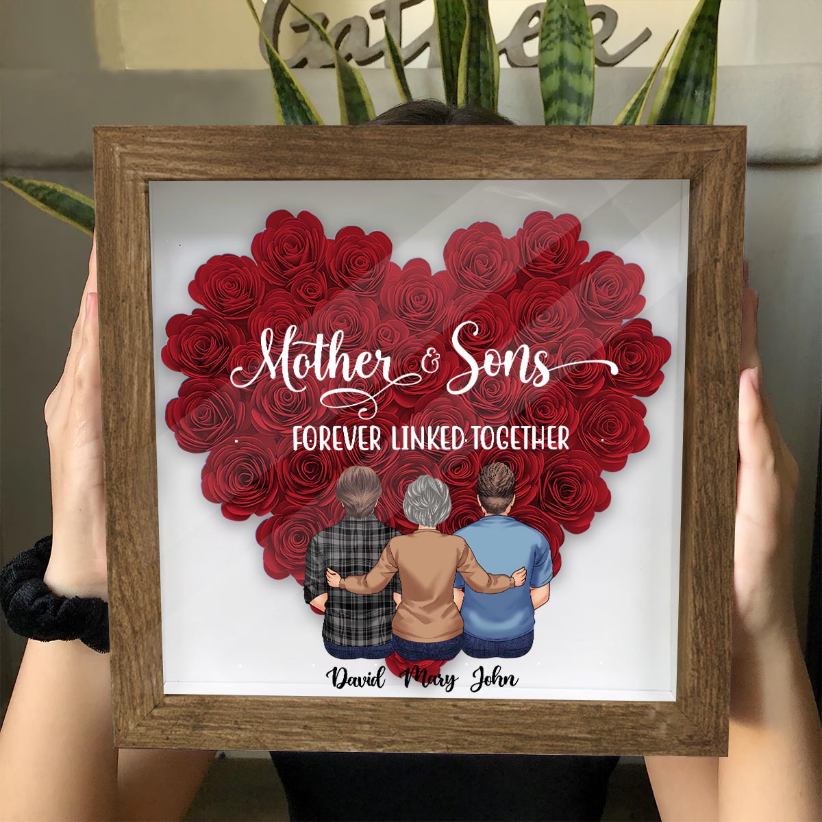 Mother And Daughters - Gift for mom, daughter, son - Personalized Flower Shadow Box