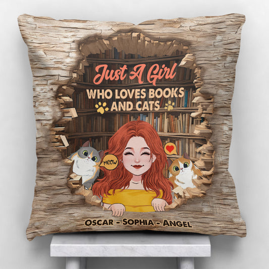 Love Books And Cats - Personalized Book Throw Pillow