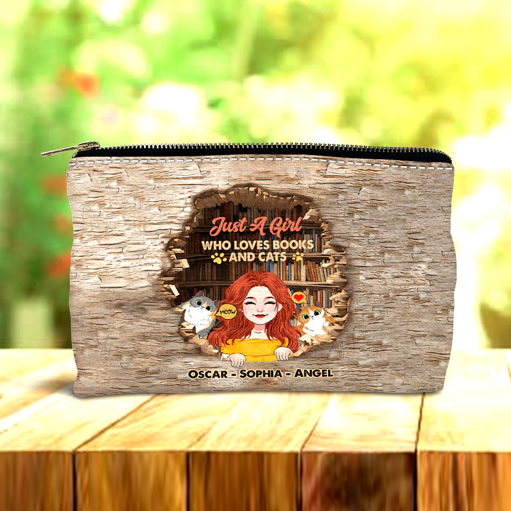 Love Books And Cats - Personalized Book Pouch