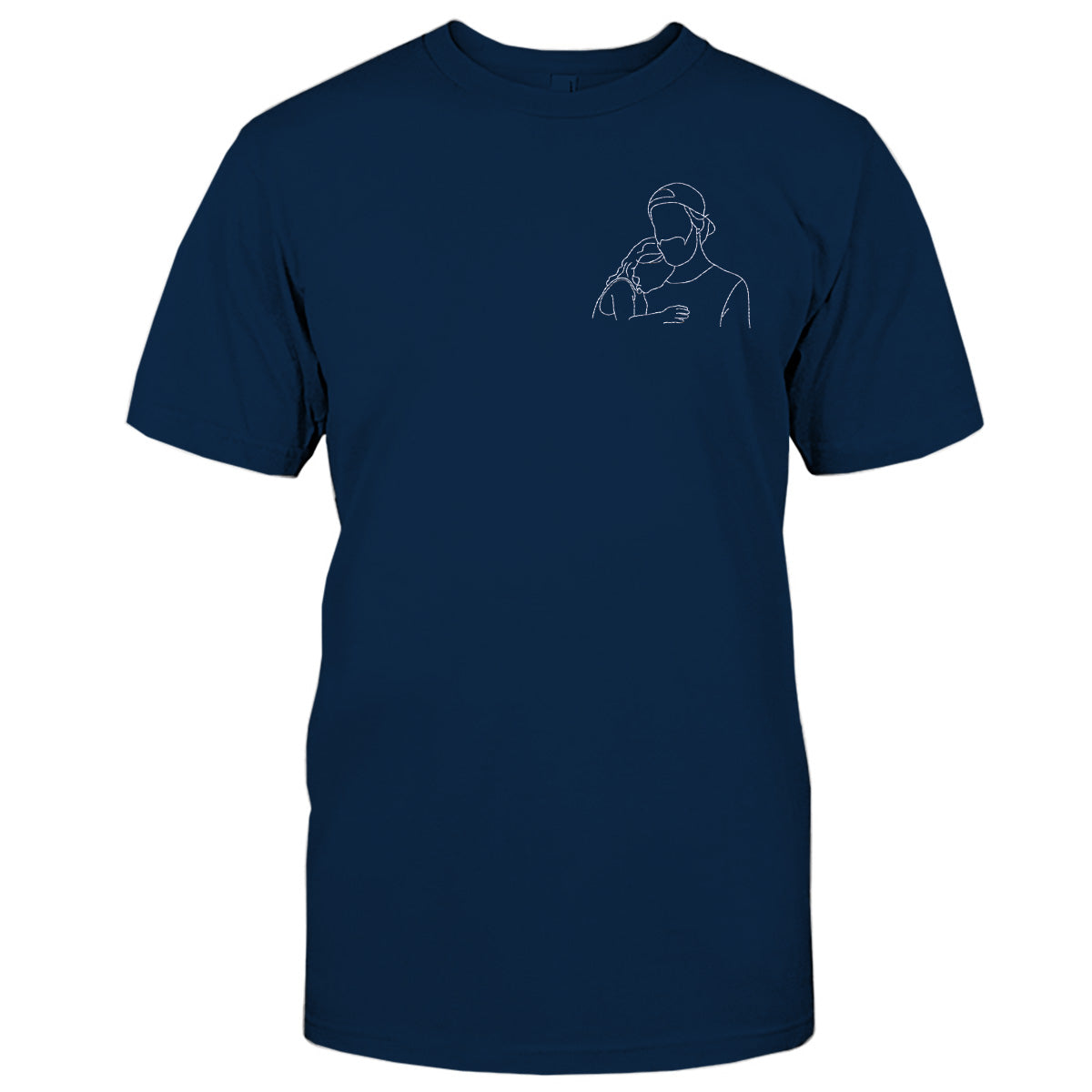 Individuelle Strichzeichnung – Personalisiertes, besticktes T-Shirt für Stiefväter