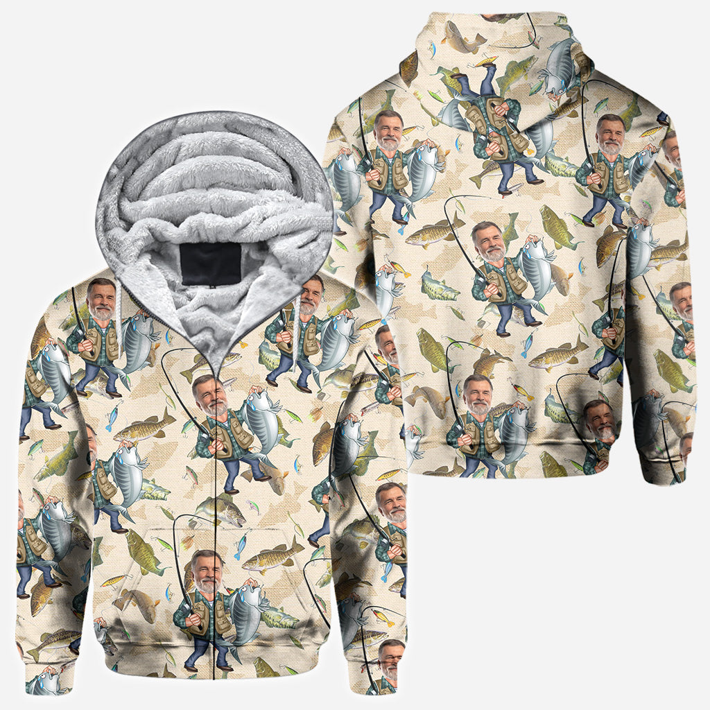 Photo Inserted Funny Fishing - Personalized Fishing All Over Shirt