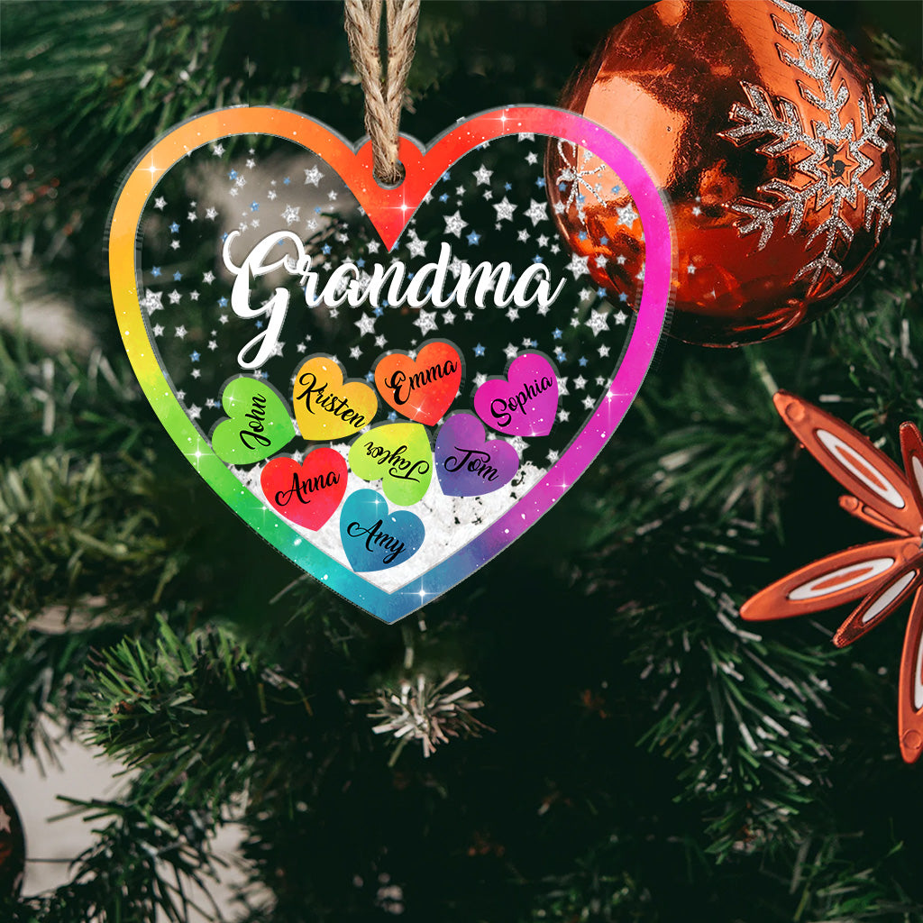 Oma und Enkelkinder – Geschenk für Oma – Personalisierter dreilagiger Schüttel-Ornament