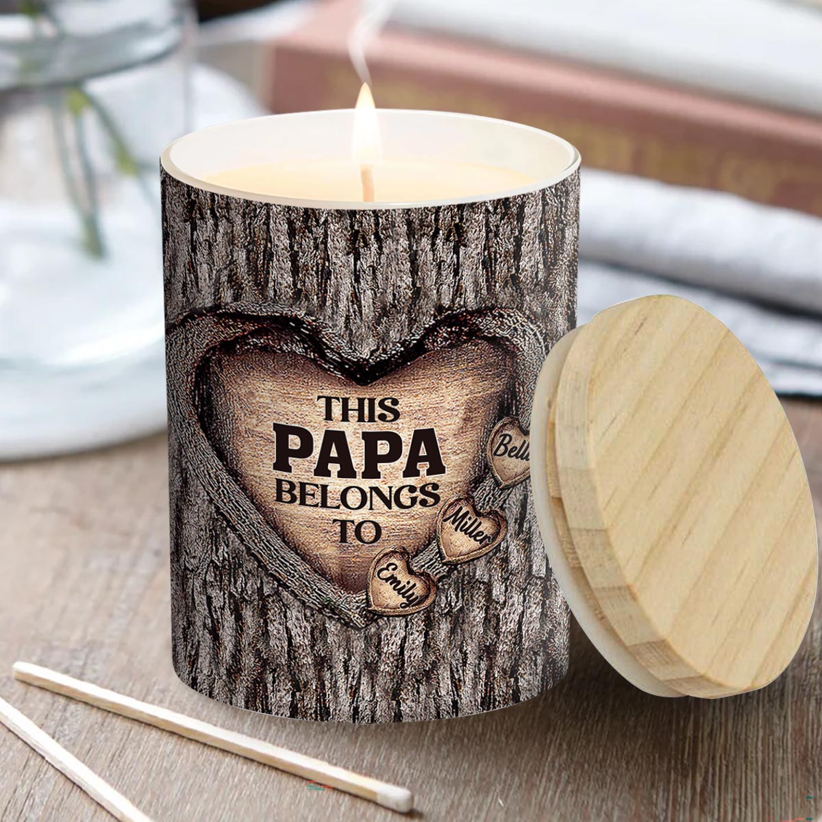 Dad's Heart - Gift for dad, grandma, grandpa, mom, uncle, aunt, brother, sister - Personalized Candle With Wooden Lid