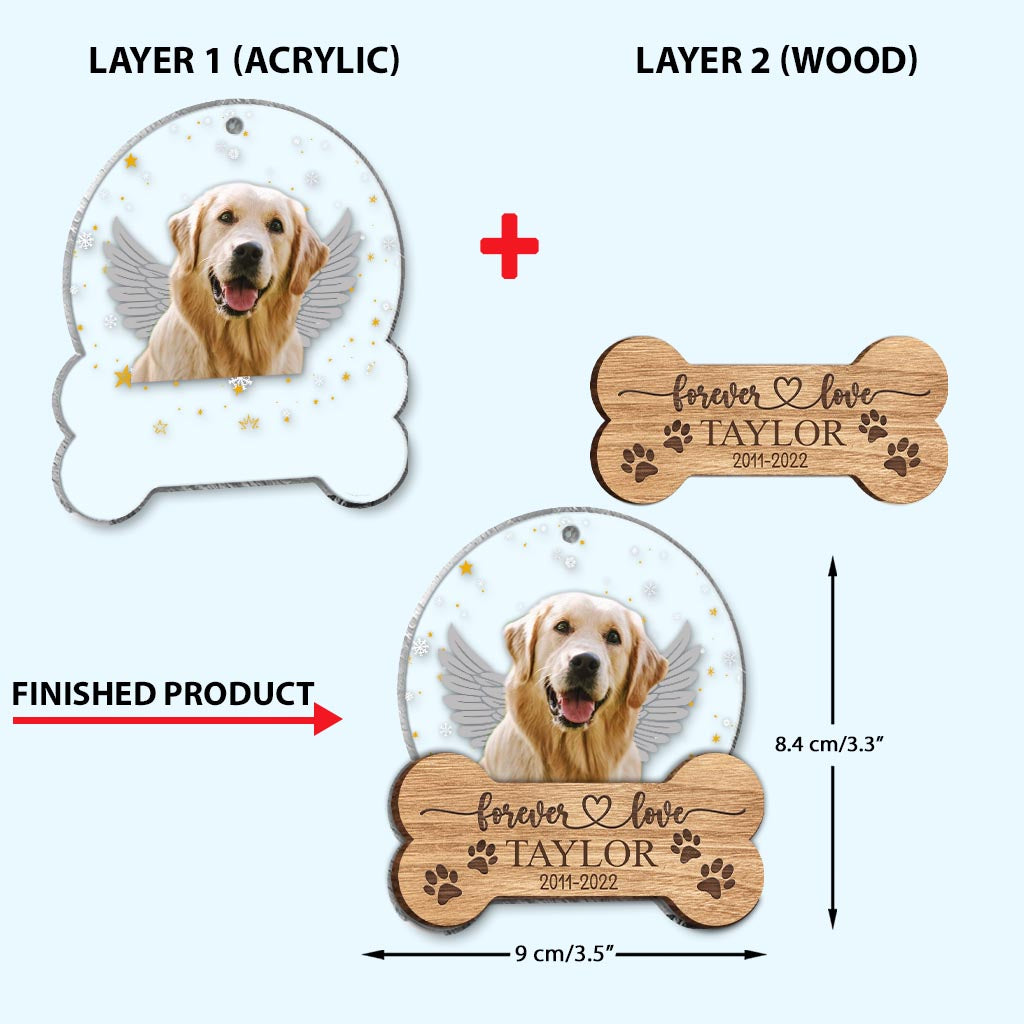 Forever Loved Dog - Gift for dog lovers, who lost dog, who lost cat - Personalized 2 Layered Piece Mix Ornament