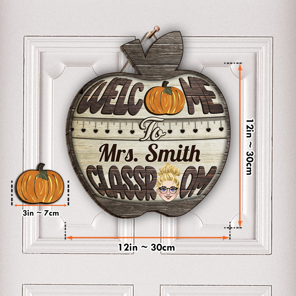 Bienvenue dans ma classe - Panneau en bois interchangeable et personnalisé pour enseignants