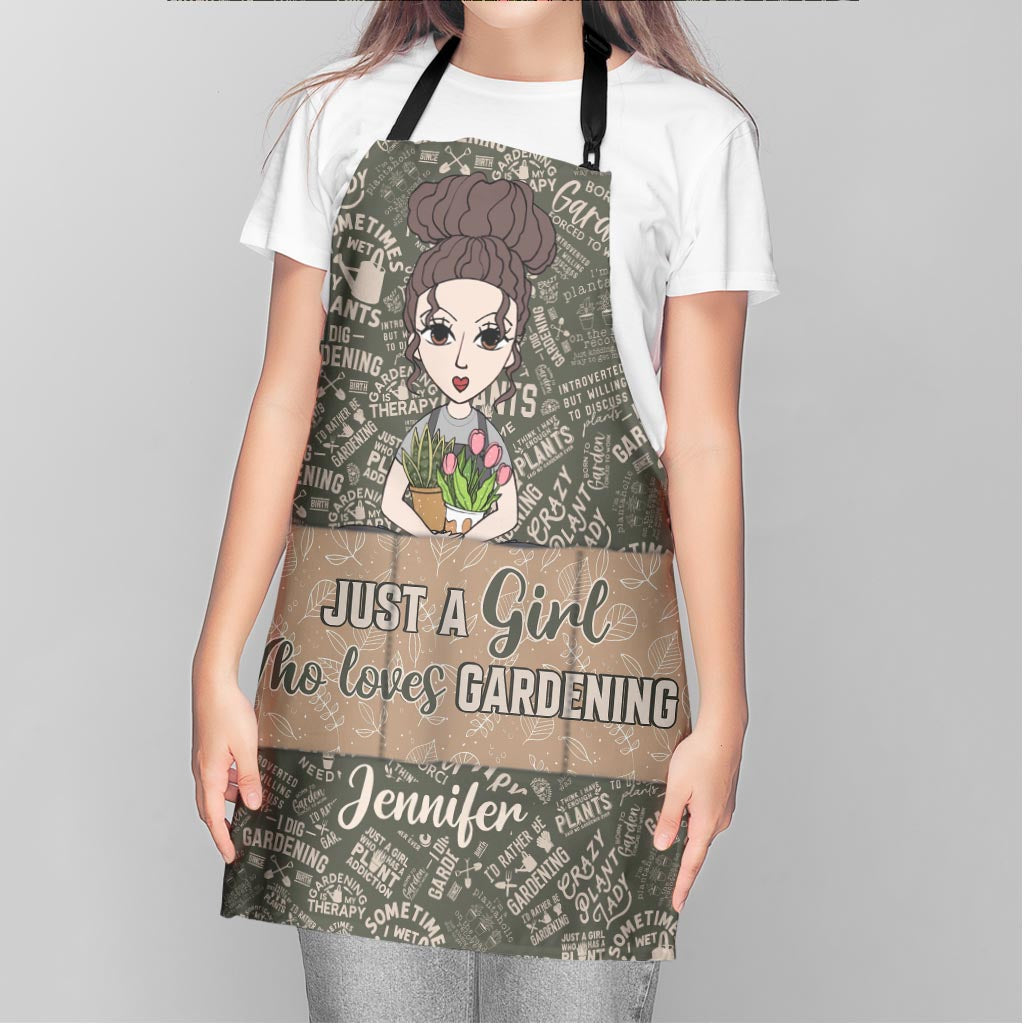 Just A Girl Who Loves Gardening - Personalized Gardening Apron