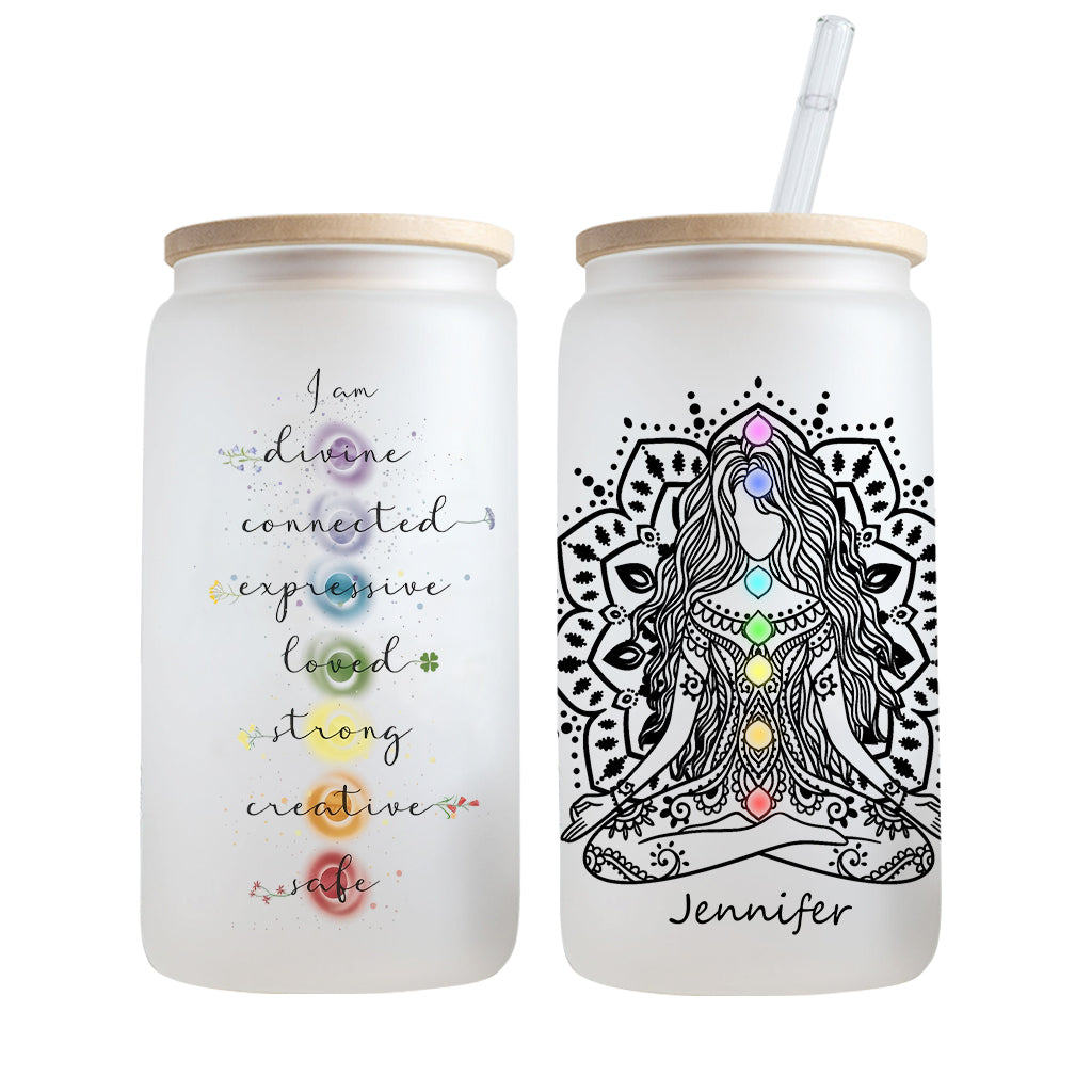 I Am Divine - Personalized Yoga Can Glass