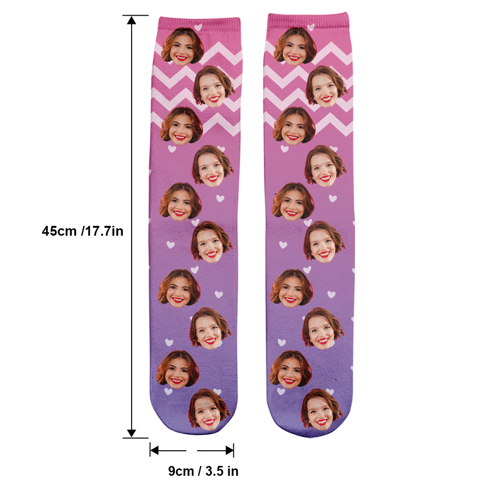 Custom Face Purple Pattern - Personalized Bestie Socks