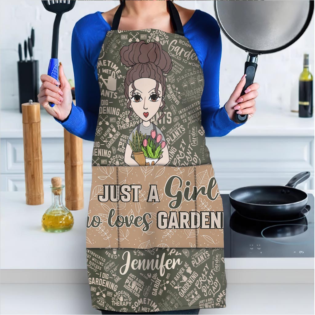 Just A Girl Who Loves Gardening - Personalized Gardening Apron