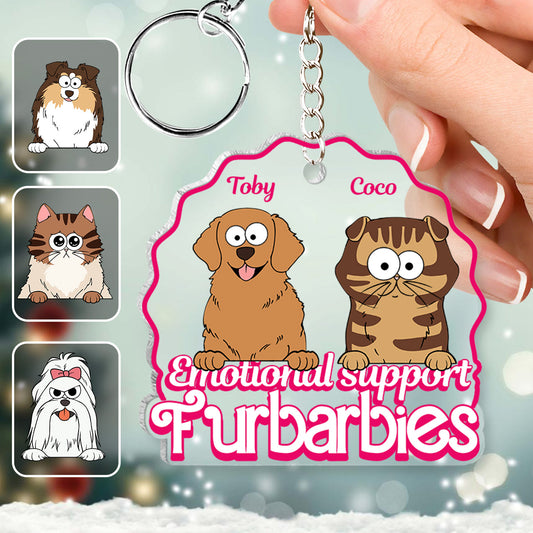 Emotional Support - Gift for dog lovers, cat lover - Personalized Transparent Keychain