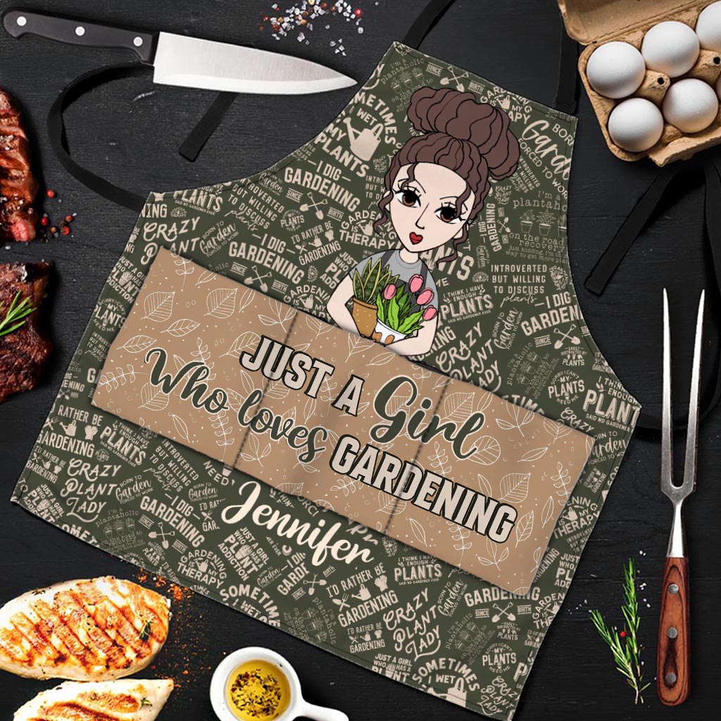 Just A Girl Who Loves Gardening - Personalized Gardening Apron