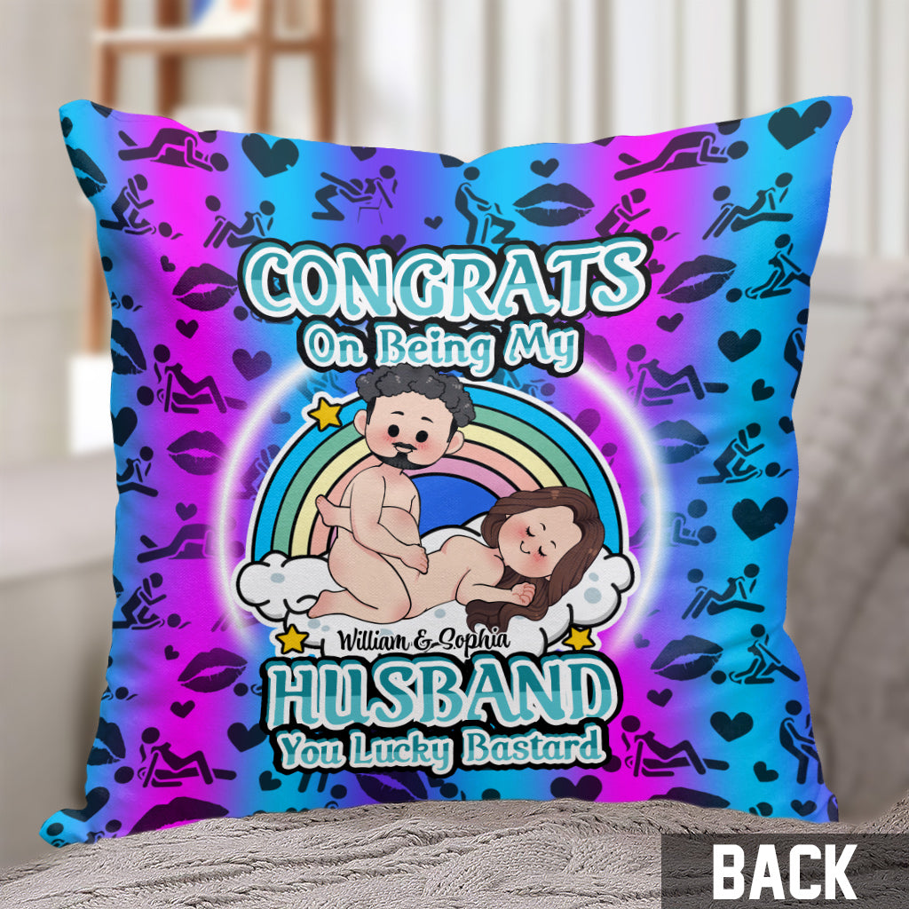 Congrats On Being My Husband - Personalized Husband And Wife Throw Pillow
