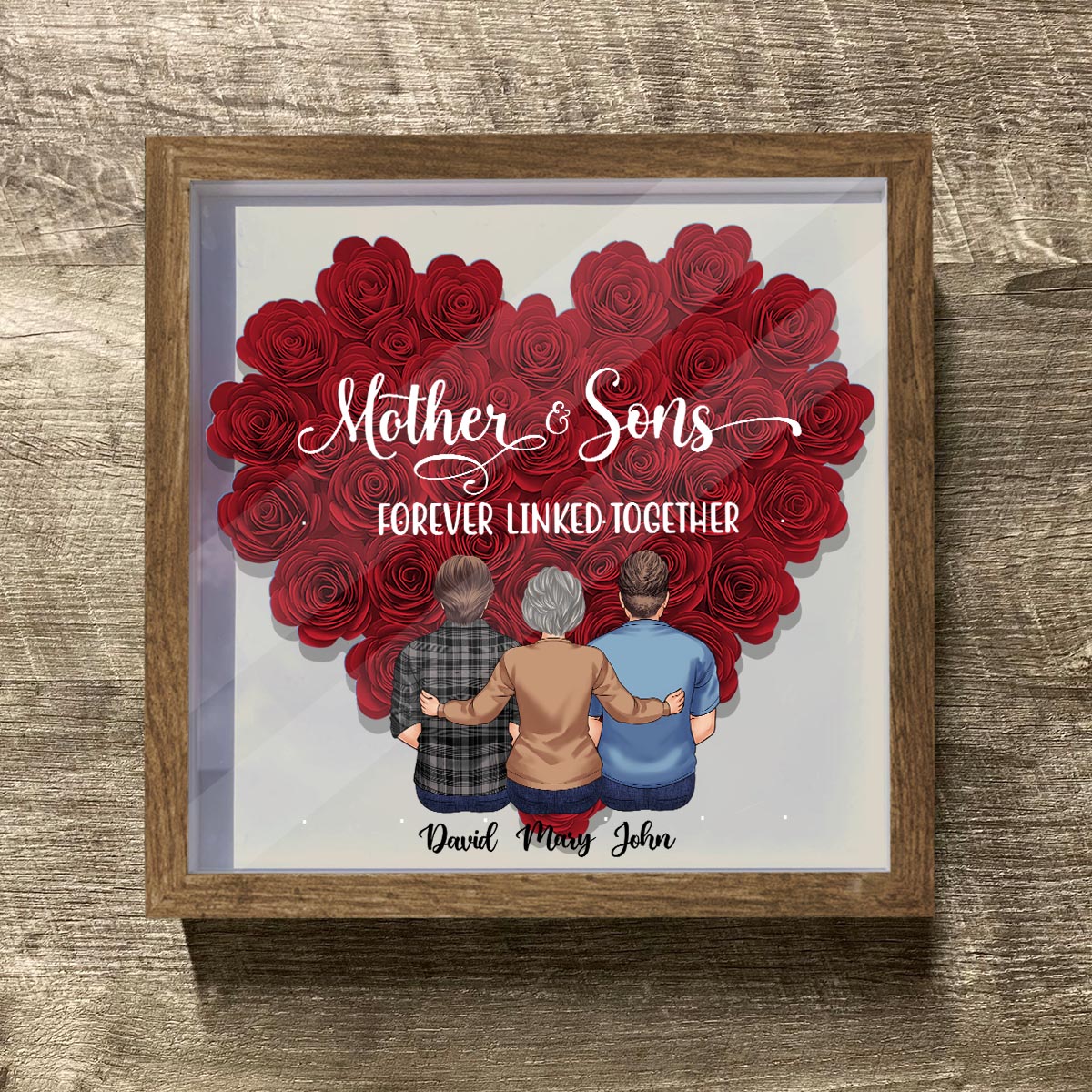 Mother And Daughters - Gift for mom, daughter, son - Personalized Flower Shadow Box