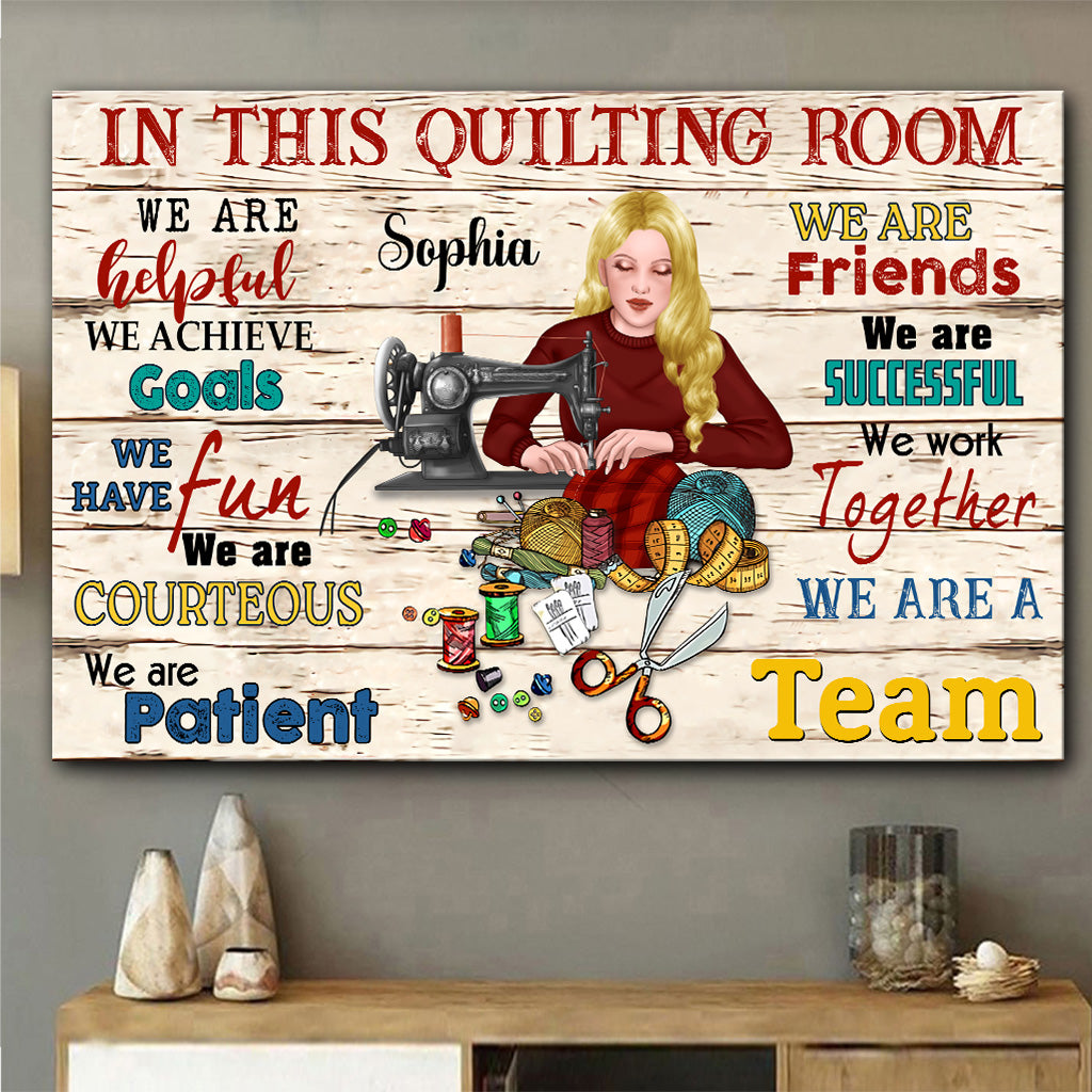In This Quilting Room - Personalized Quilting Canvas And Poster