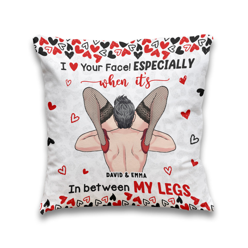 Naughty I Love Your Face - Personalized Couple Throw Pillow