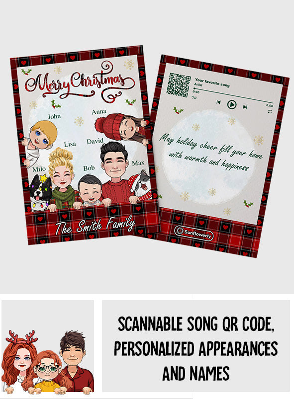 Merry Christmas Snowman - Personalized Family Greeting Card