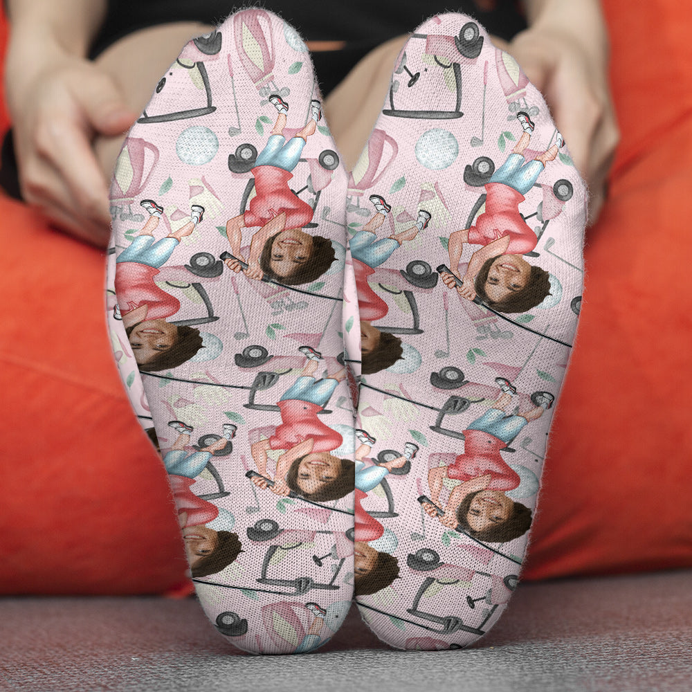 Photo Inserted Funny Golfer - Personalized Golf Socks