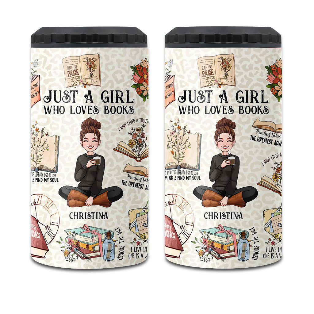 Just A Girl Who Loves Books - Personalized Book Can Cooler