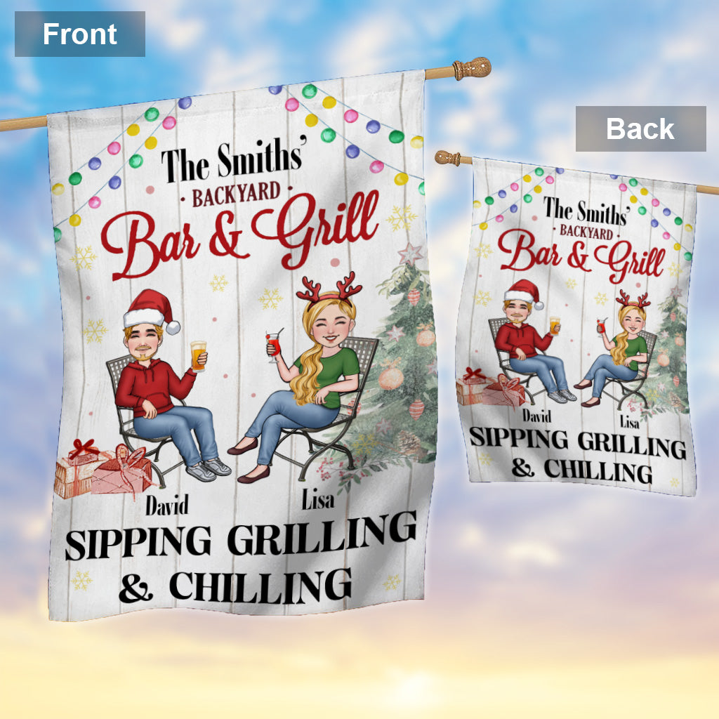 Bar & Grill - Personalized Backyard House Flag