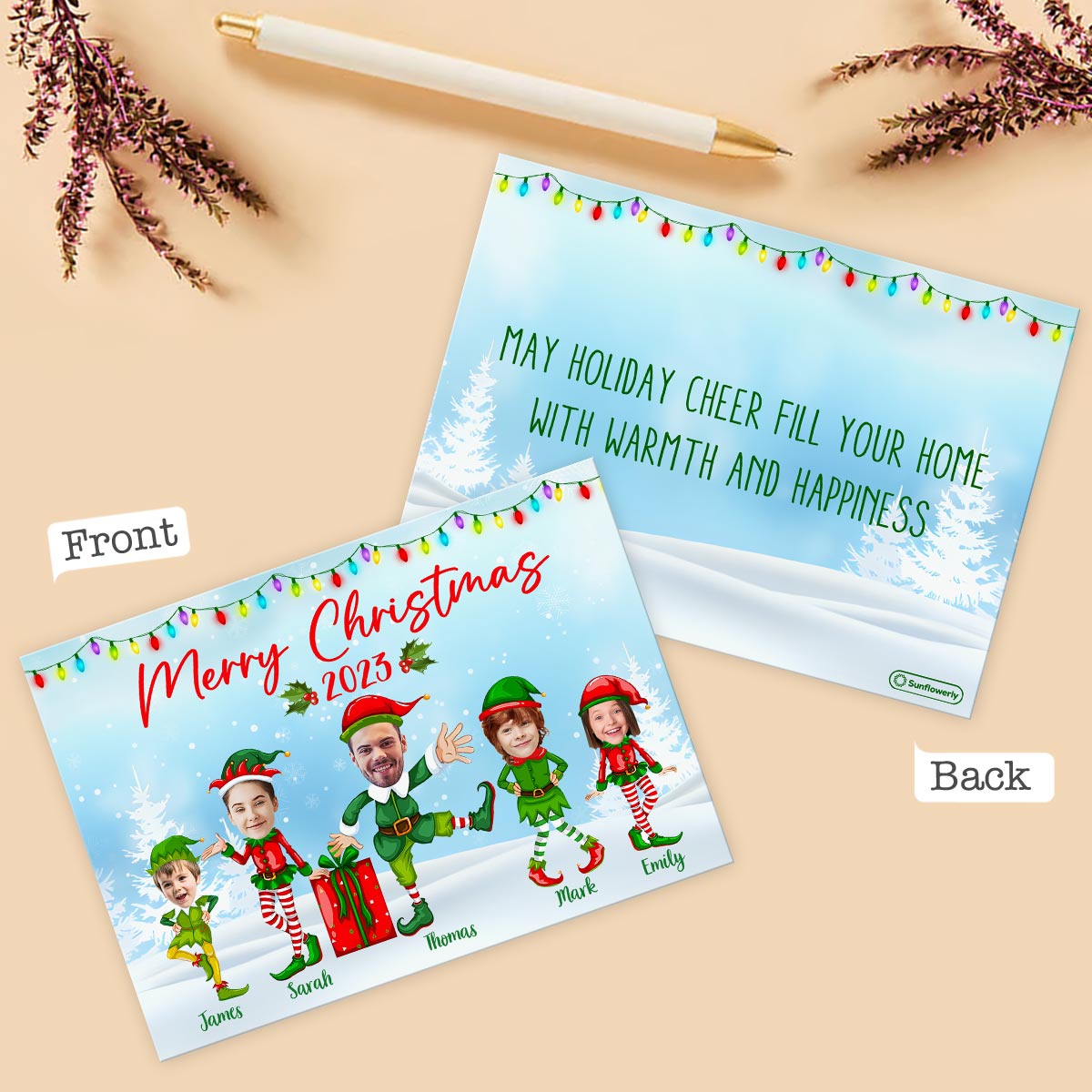 Merry Christmas - Personalized Family Greeting Card