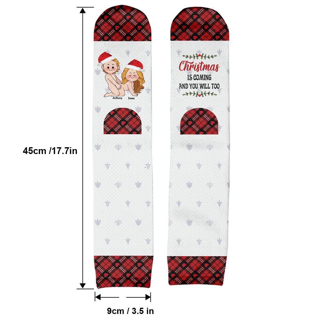 Christmas Is Coming - Personalized Couple Socks