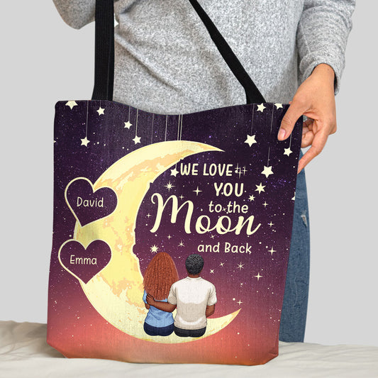 To The Moon And Back - Gift for grandma, mom, daughter, granddaughter - Personalized Tote Bag