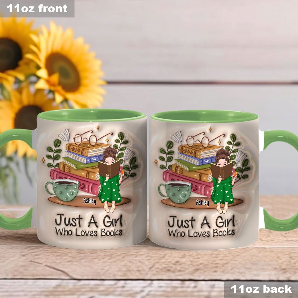 Just A Girl Who Loves Books - Personalized Book Accent Mug