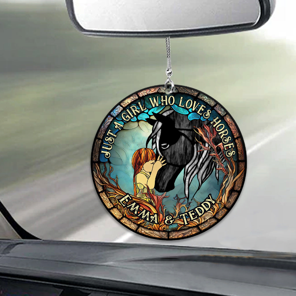 Juste une fille qui aime les chevaux - Ornement de voiture personnalisé à motif cheval (face unique)