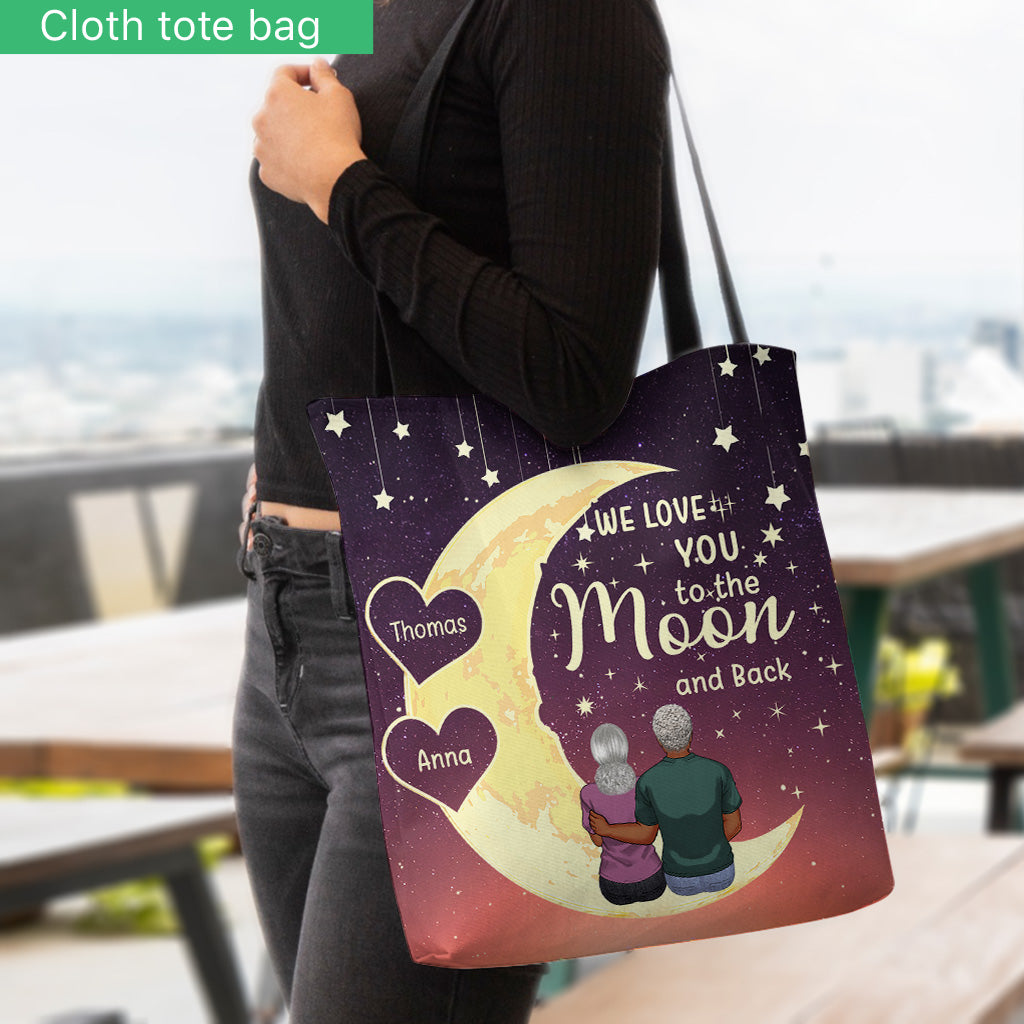 To The Moon And Back - Gift for grandma, mom, daughter, granddaughter - Personalized Tote Bag