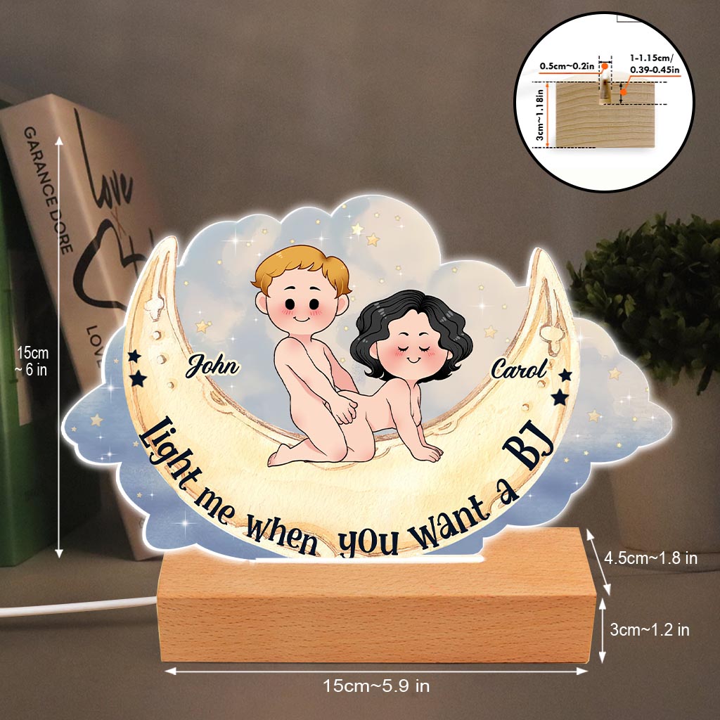 Light Me When You Want A BJ - Personalized Couple Shaped Plaque Light Base