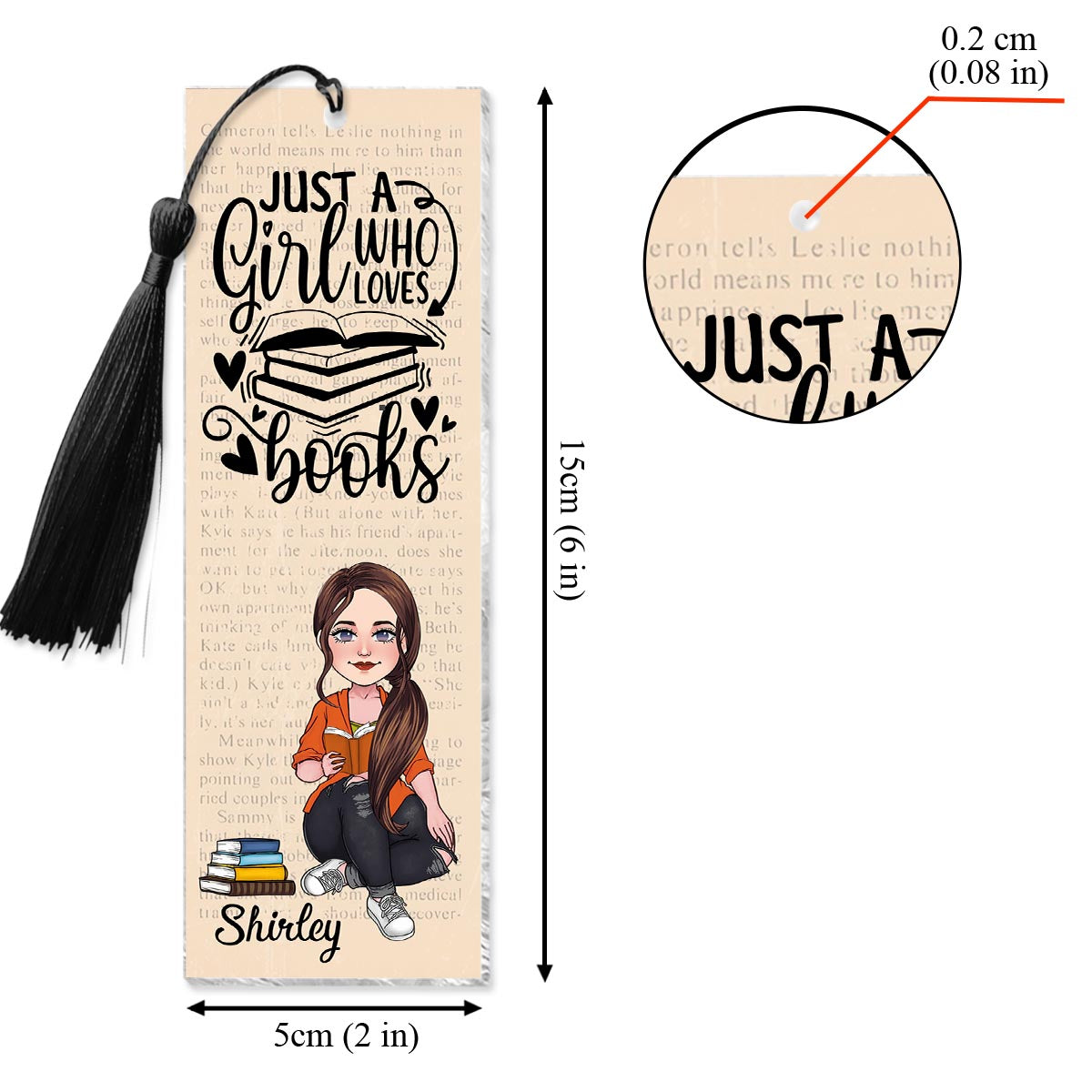 Just A Girl Who Loves Books - Personalized Book Bookmark (Printed On Both Sides)
