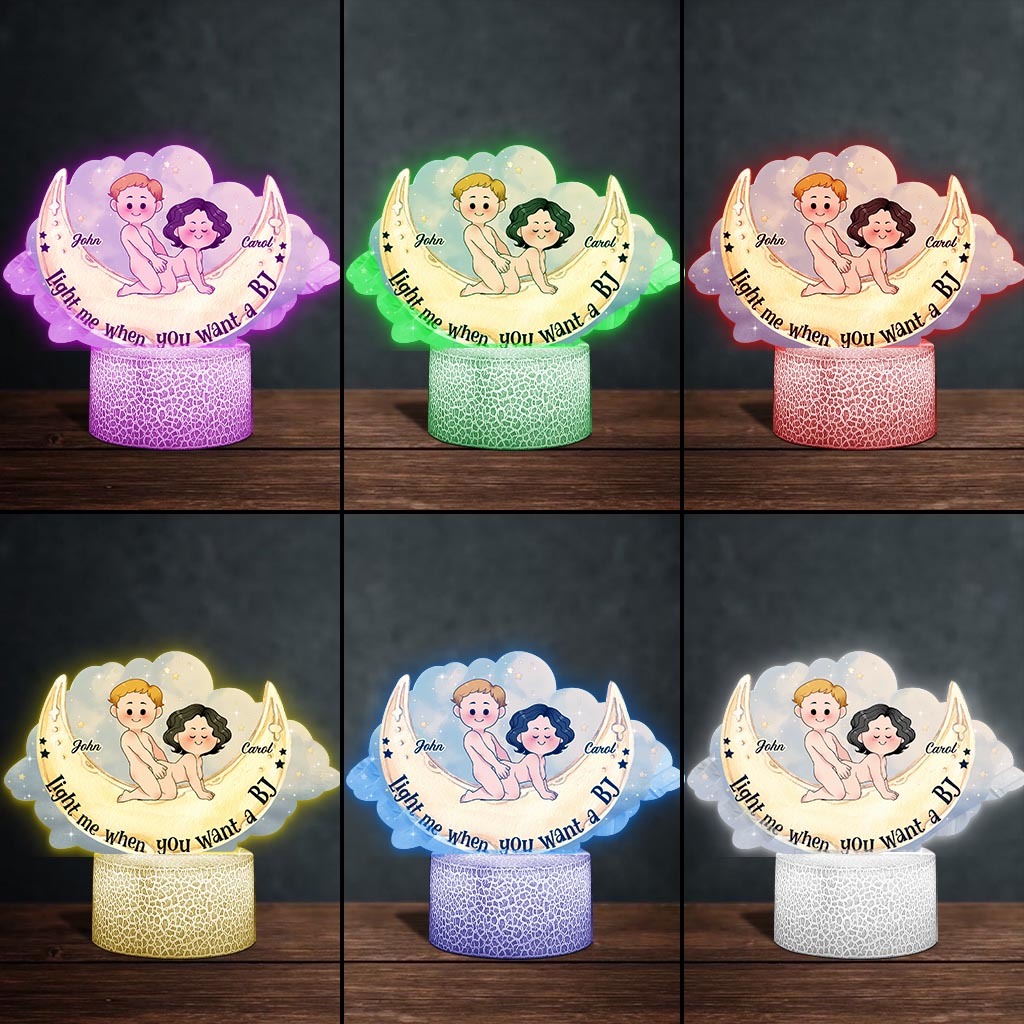 Light Me When You Want A BJ - Personalized Couple Shaped Plaque Light Base