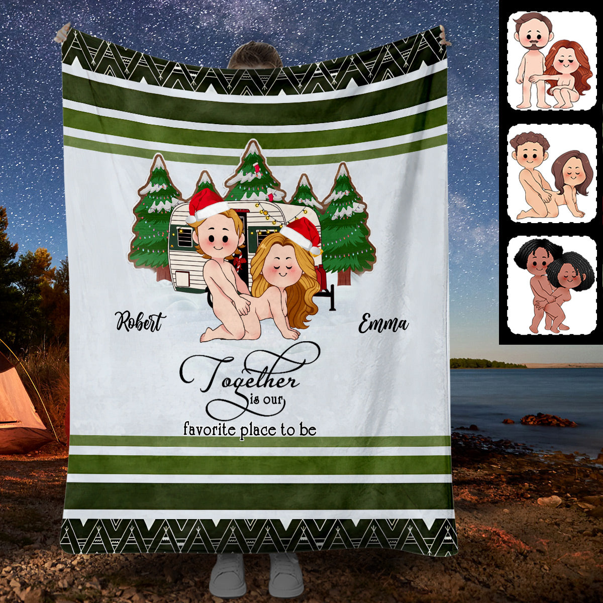 Together Is Our Favorite Place To Be - Personalized Camping Blanket