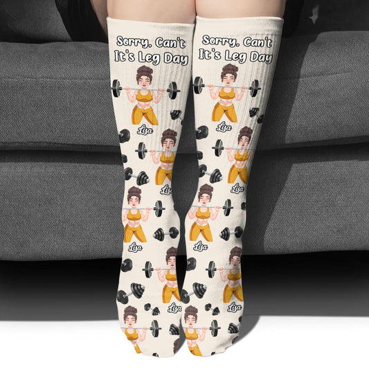 Désolé, c'est le jour des jambes ! - Chaussettes de fitness personnalisées