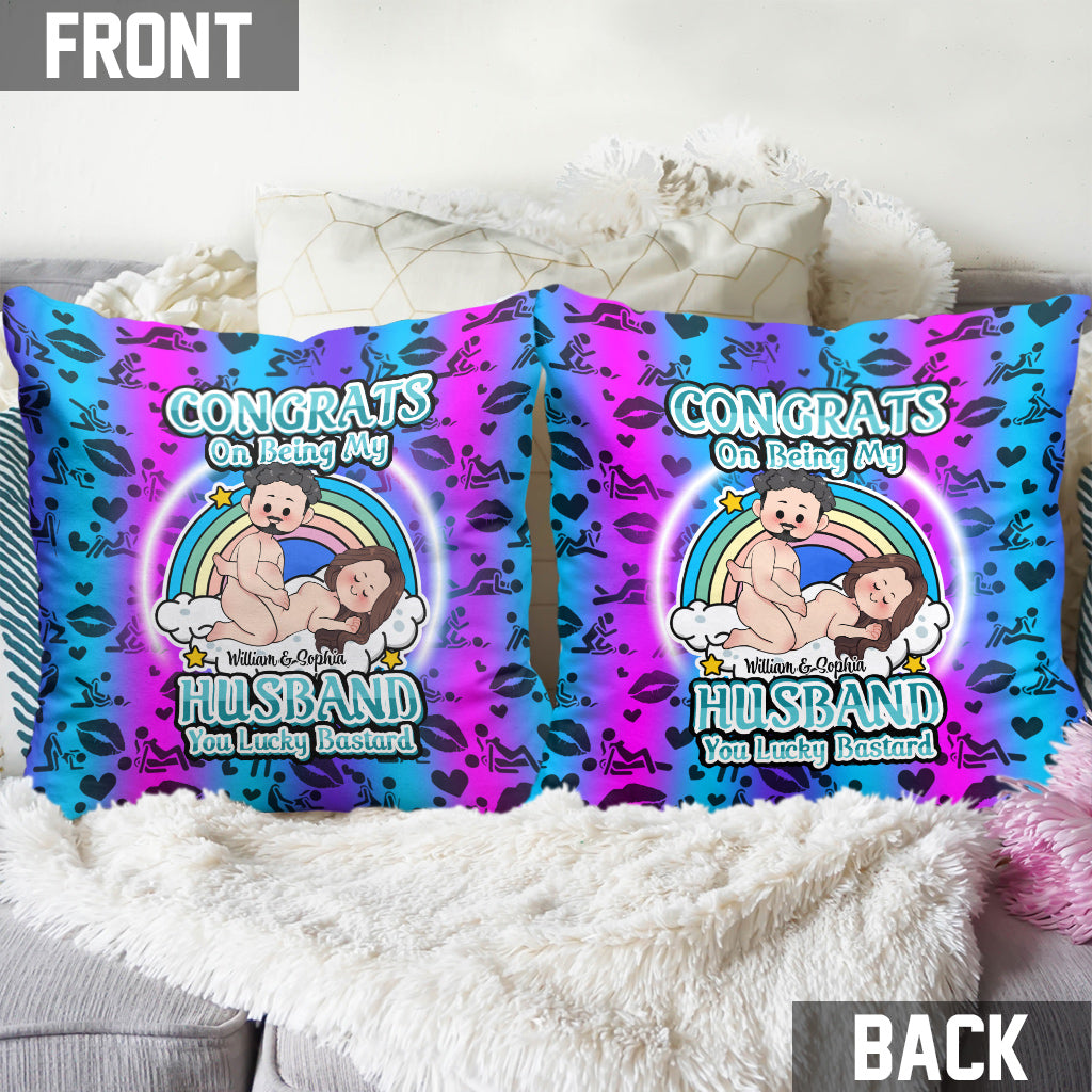 Congrats On Being My Husband - Personalized Husband And Wife Throw Pillow