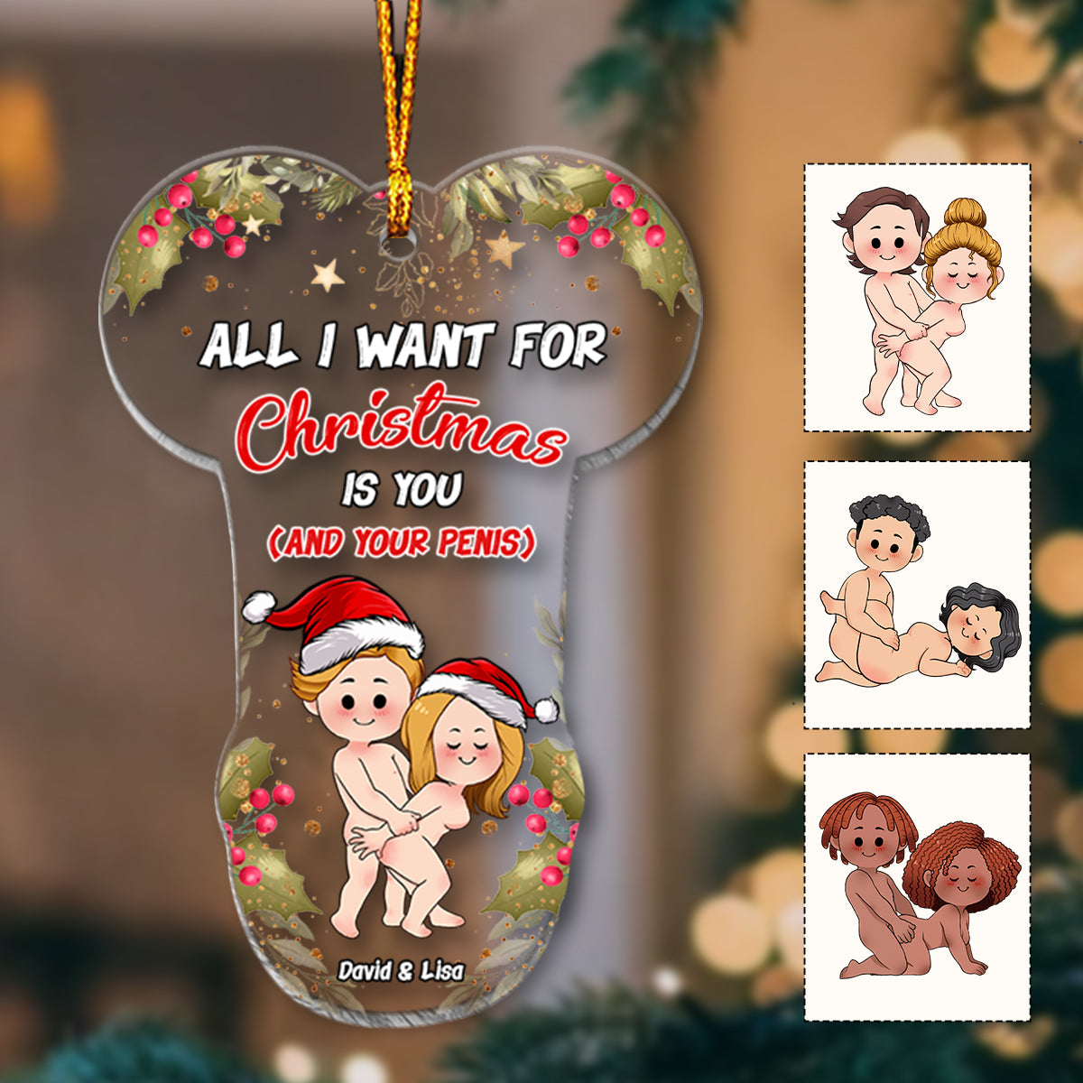 All I Want For Christmas - Personalized Couple Transparent Ornament