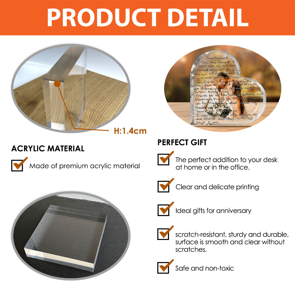 Handwritten Wedding Vows With Personalized Watercolor Portrait - Personalized Husband And Wife Custom Shaped Acrylic Plaque