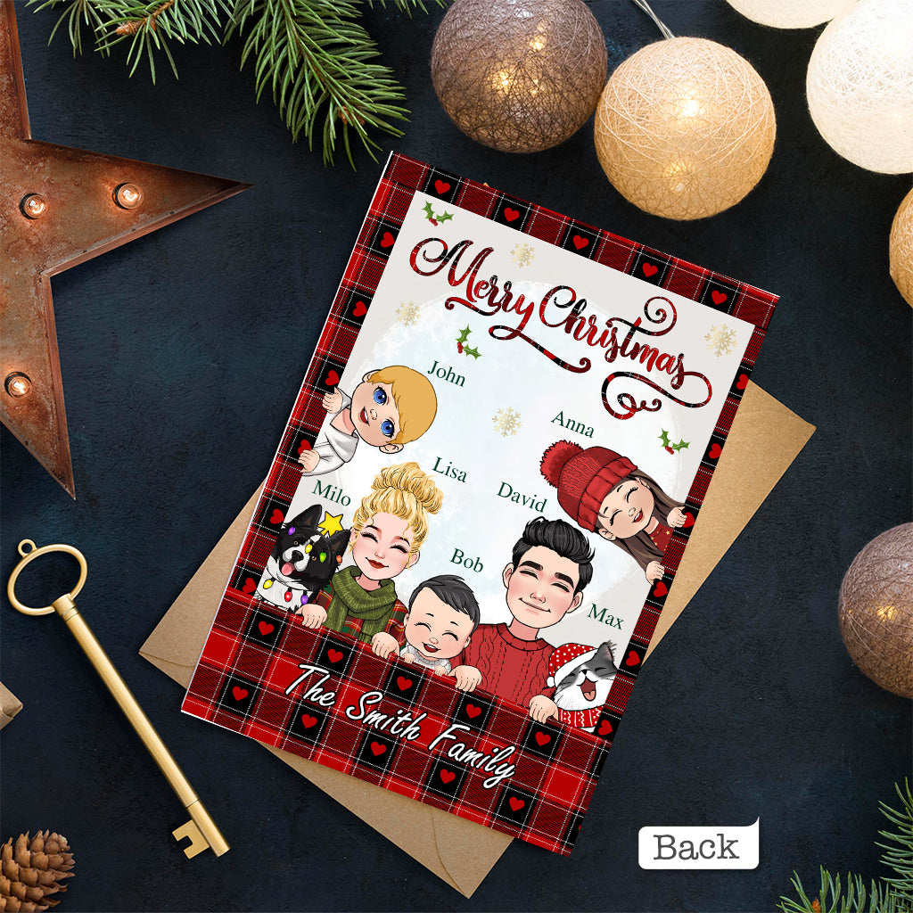 Merry Christmas Snowman - Personalized Family Greeting Card