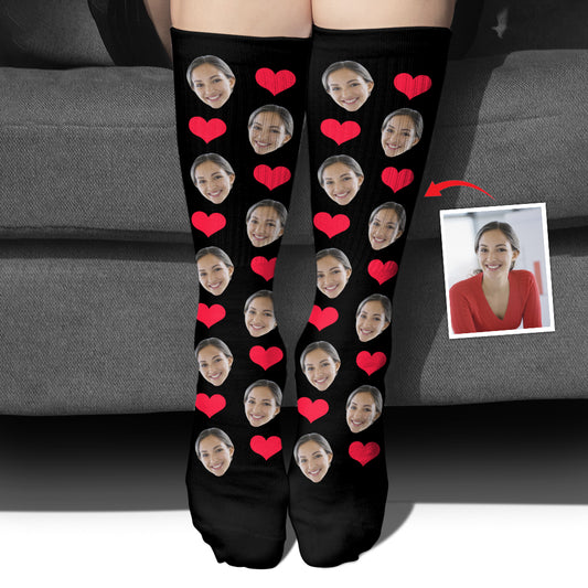 Chaussettes personnalisées pour belle-mère avec motif cœur et visage personnalisé