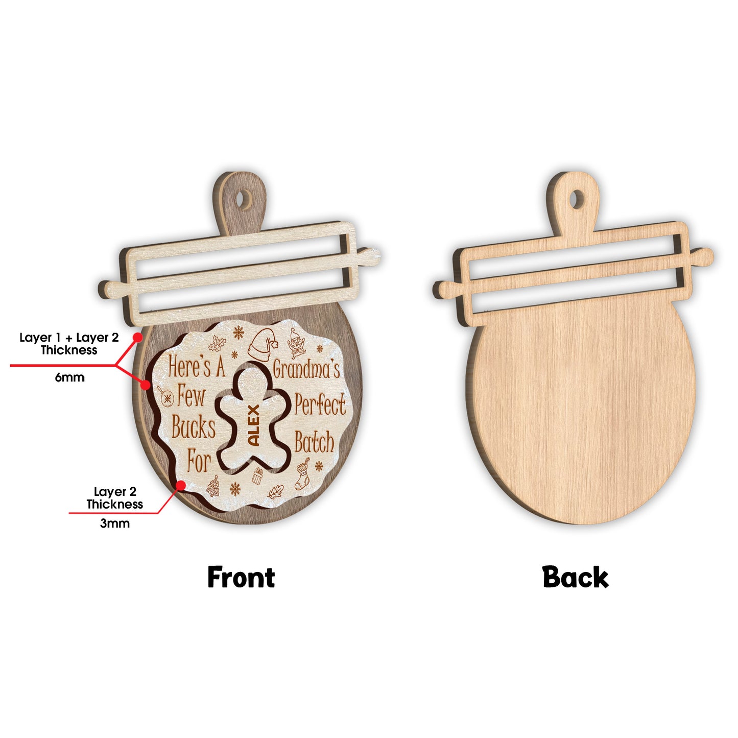 Voici quelques euros pour le lot parfait de grand-mère - Cadeau pour grand-mère, fille, fils, petite-fille, petit-fils - Ornement personnalisé en deux parties